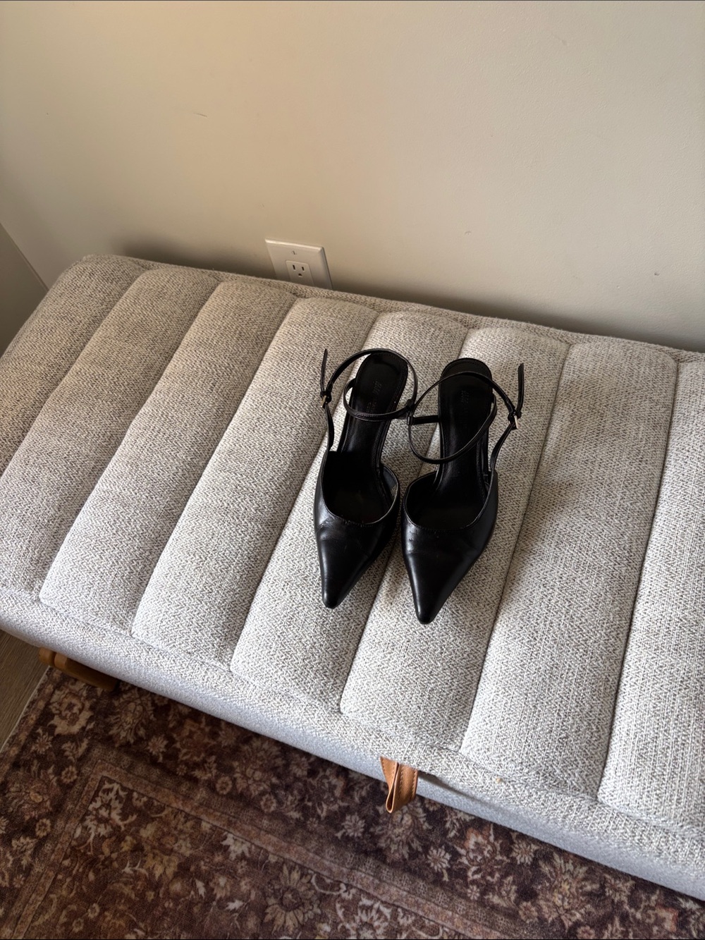 H&M Black Pointed Toe Ankle-Strap Heels